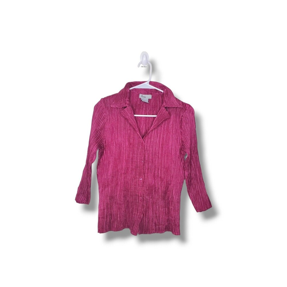 Vintage Y2K Stretchy Button Front Blouse Top Sz S